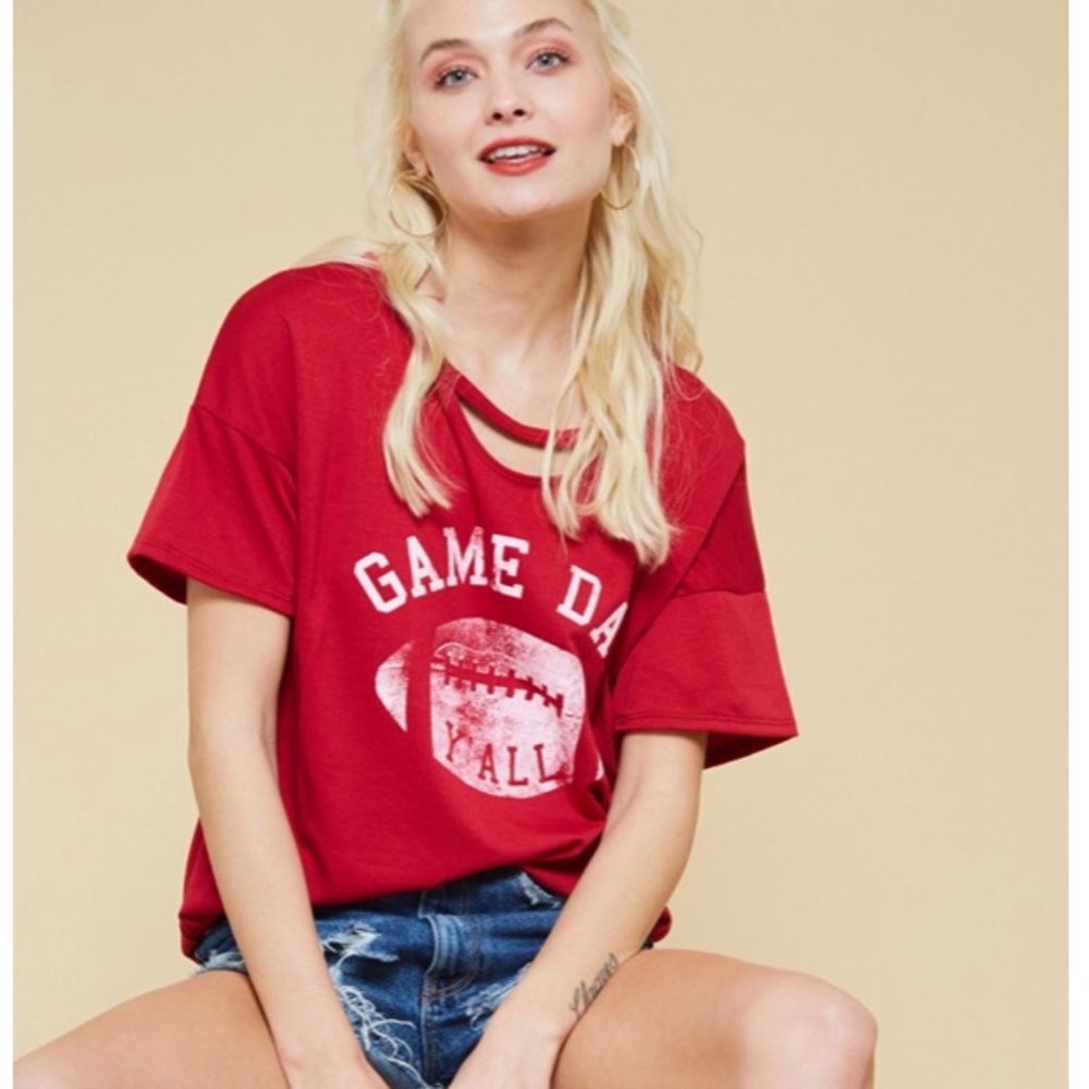 FINAL 💕Burgundy It’s Game Day Y’all Tee